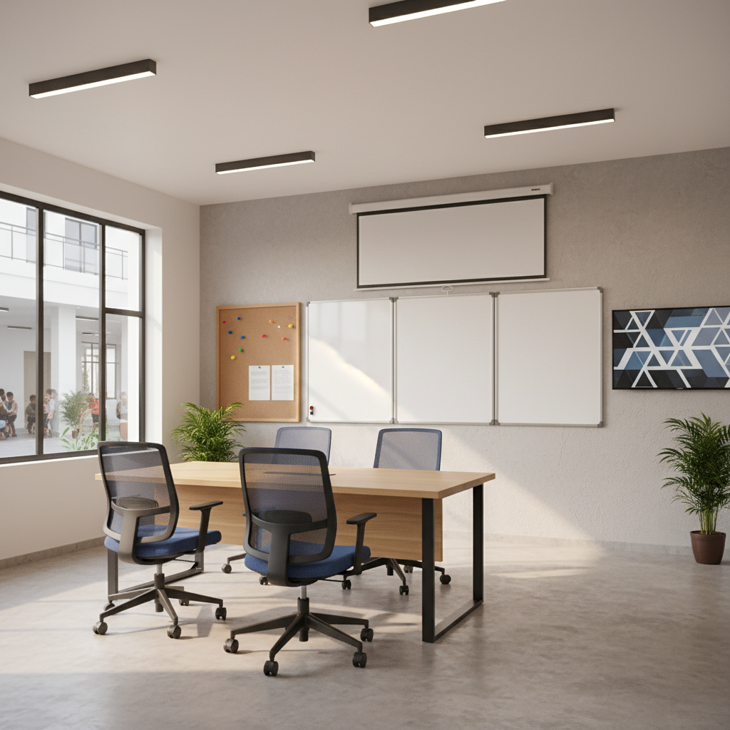 Durable office revolving chairs and display systems in Bangalore schools