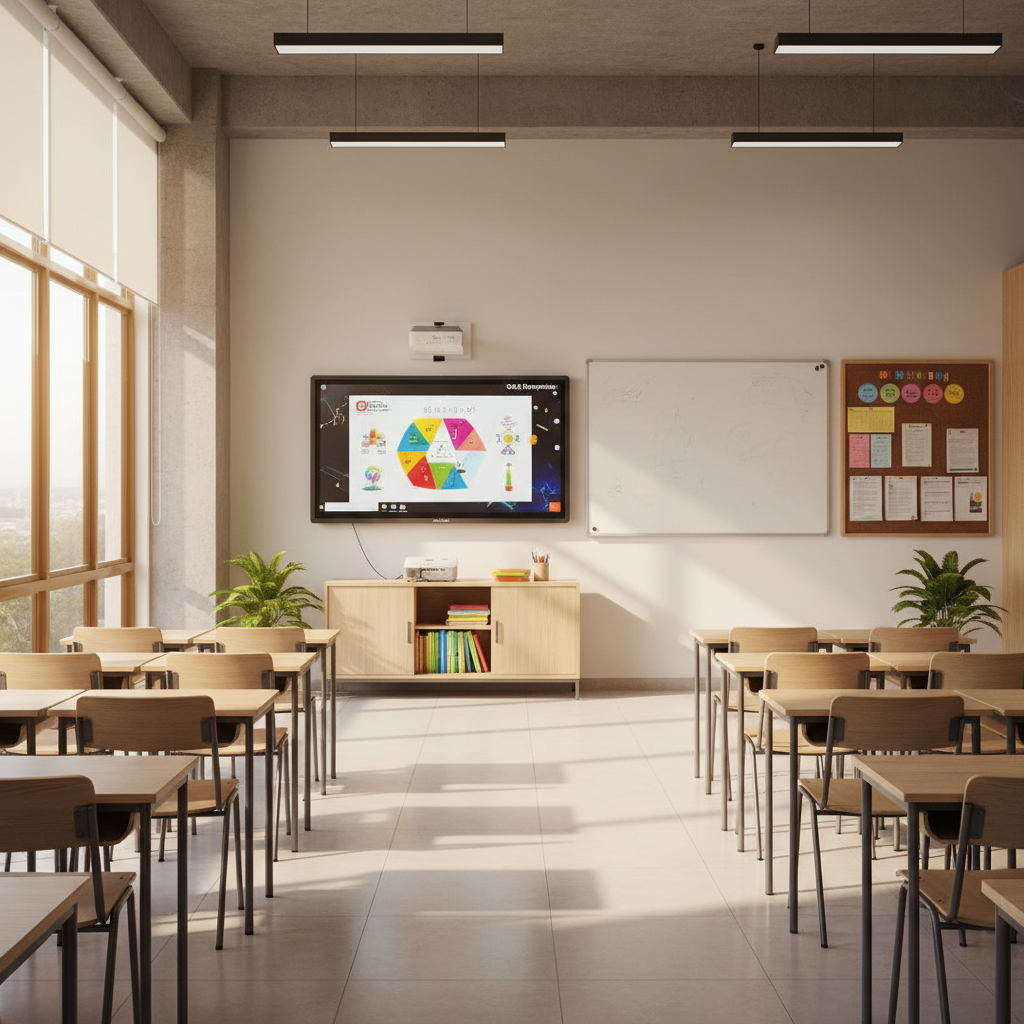 Educational display systems and podiums in Bangalore classroom