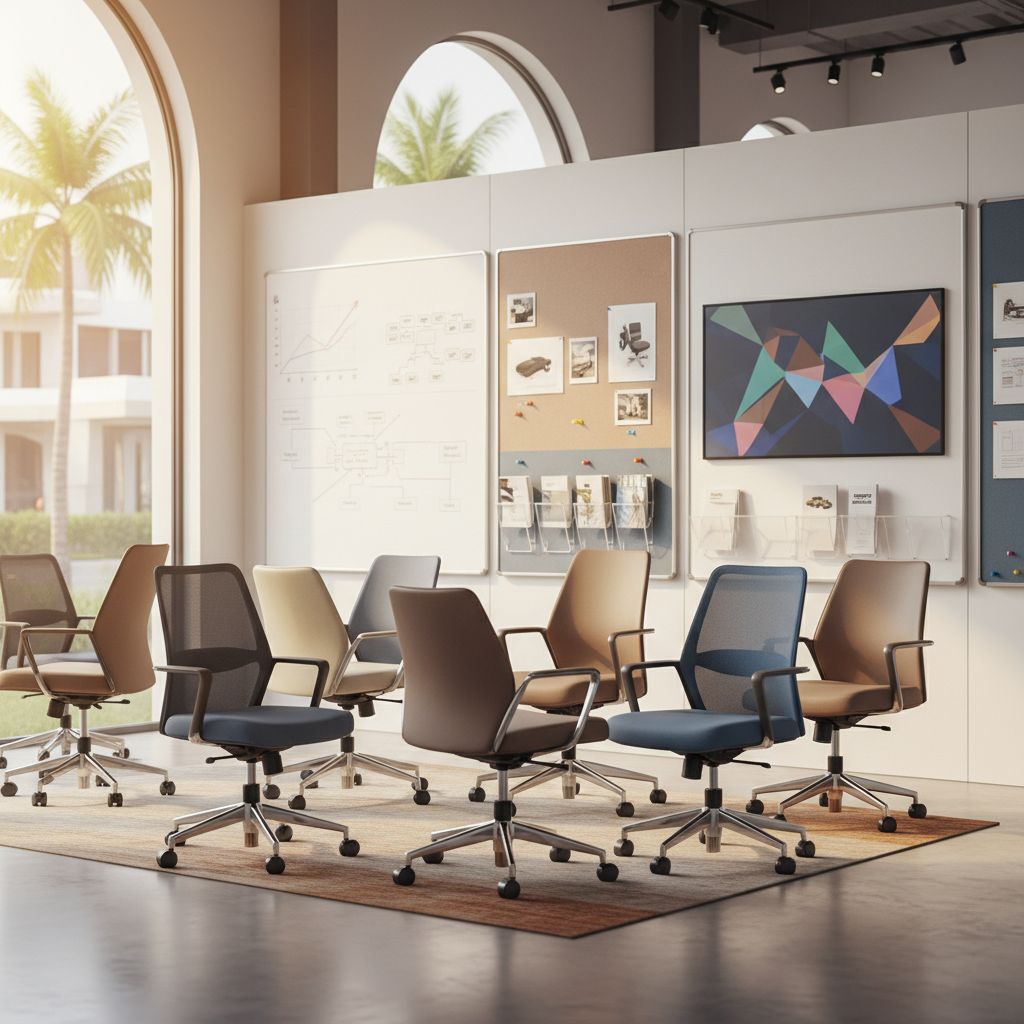 Office revolving chairs and display systems Bangalore showroom image