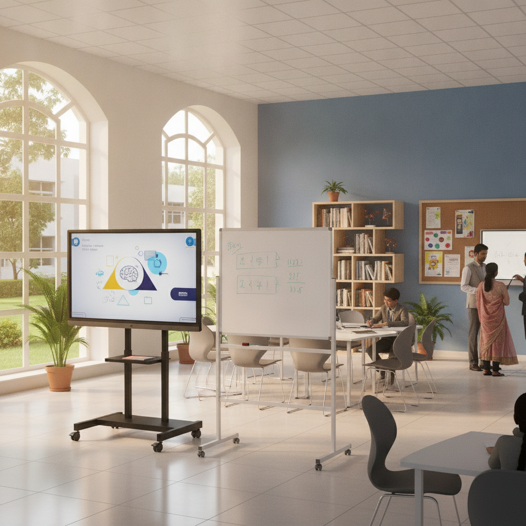 Educational display systems and office chairs in Bangalore school