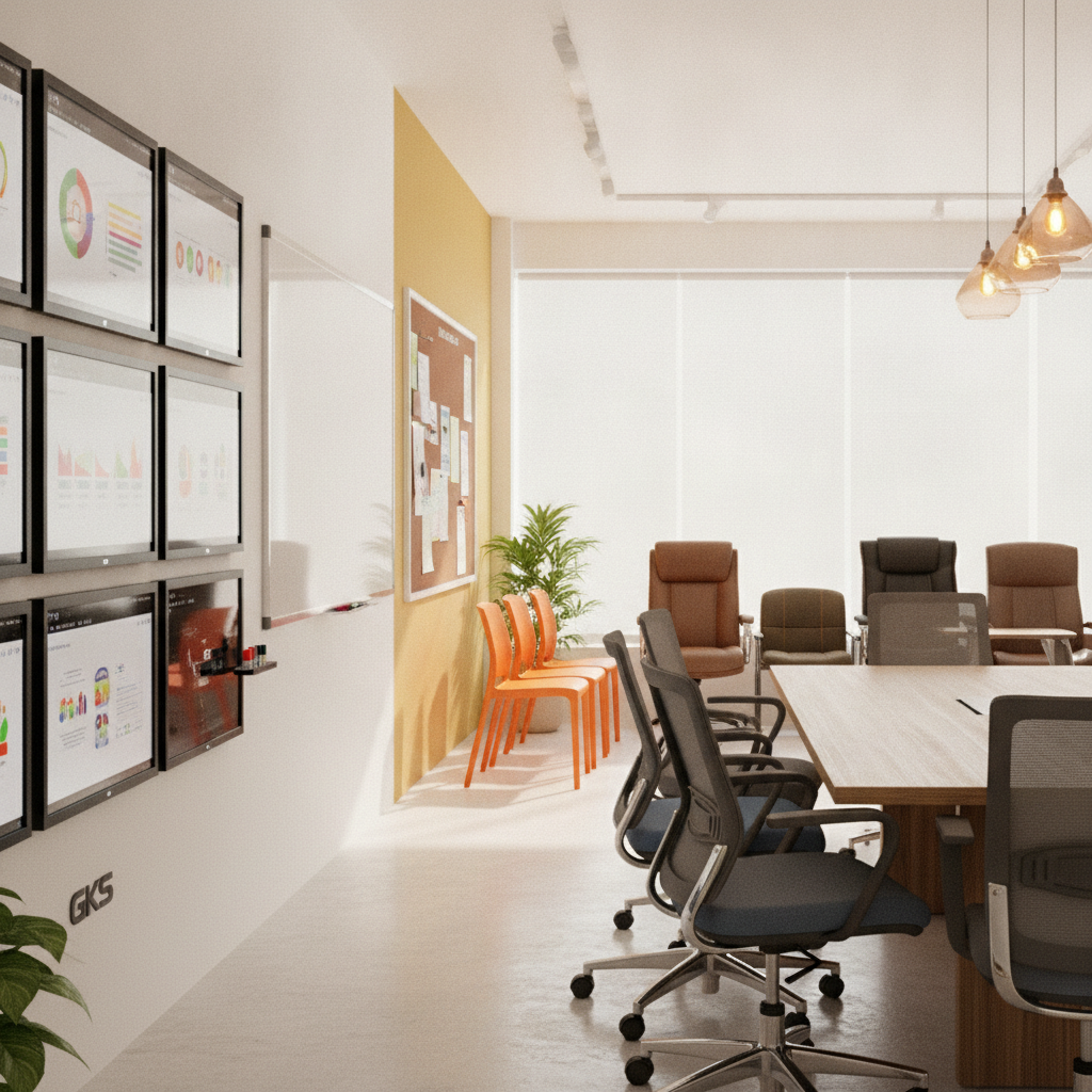 Office revolving chairs and display systems by GKS Bangalore