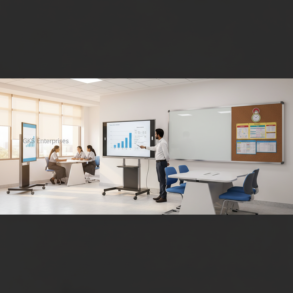 Quality Educational Display Systems in Bangalore by GKS Enterprises Educational display systems by GKS Enterprises in Bangalore classrooms
