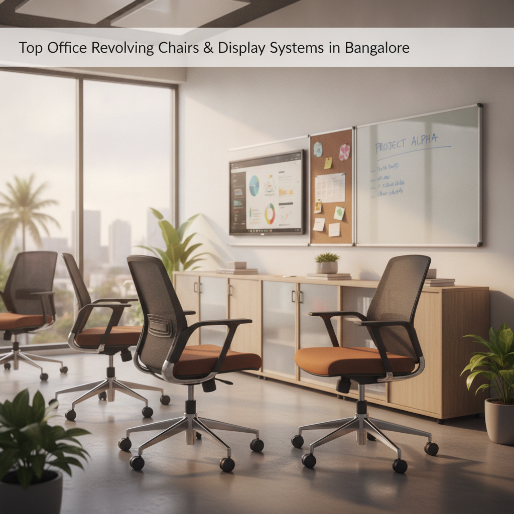 Top Office Revolving Chairs & Display Systems in Bangalore Office revolving chairs and display systems in Bangalore showroom